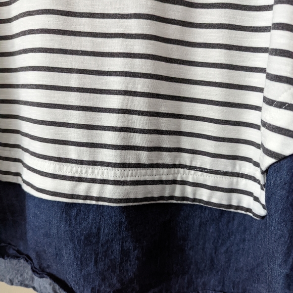 Doe & Rae denim striped women's blouse size L - Picture 6 of 6